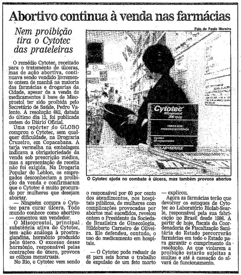 Reportagem publicada em O Globo em 1991.